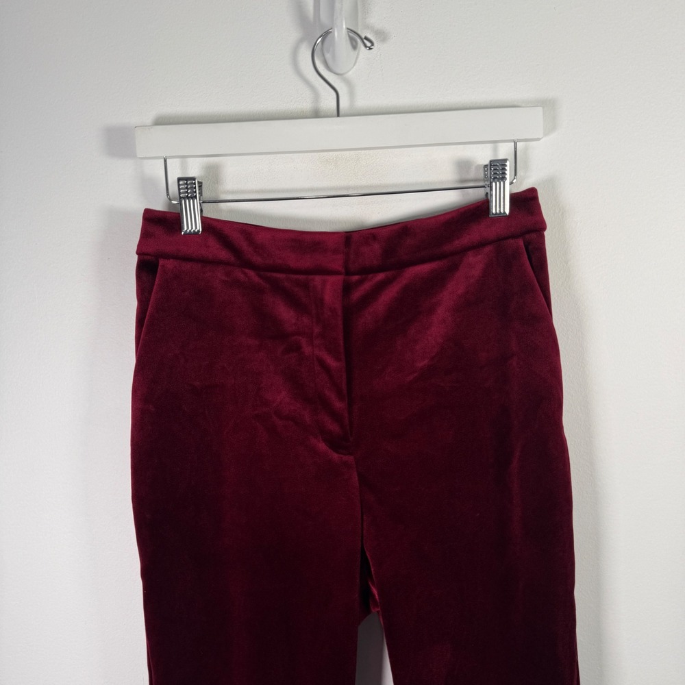Express Editor Straight Super High Rise Maroon Velvet Dress Pants Womens 6 - Picture 3 of 13